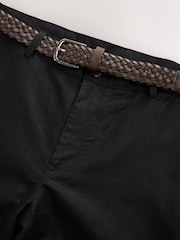 Black Regular Fit N. Premium Smart Linen Cotton Blend Belted Trousers - Image 7 of 10
