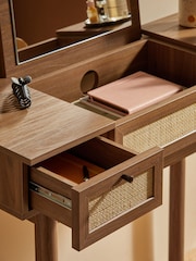 MADE.COM Dark Oak Effect Pavia Rattan Console Dressing Table - Image 3 of 6