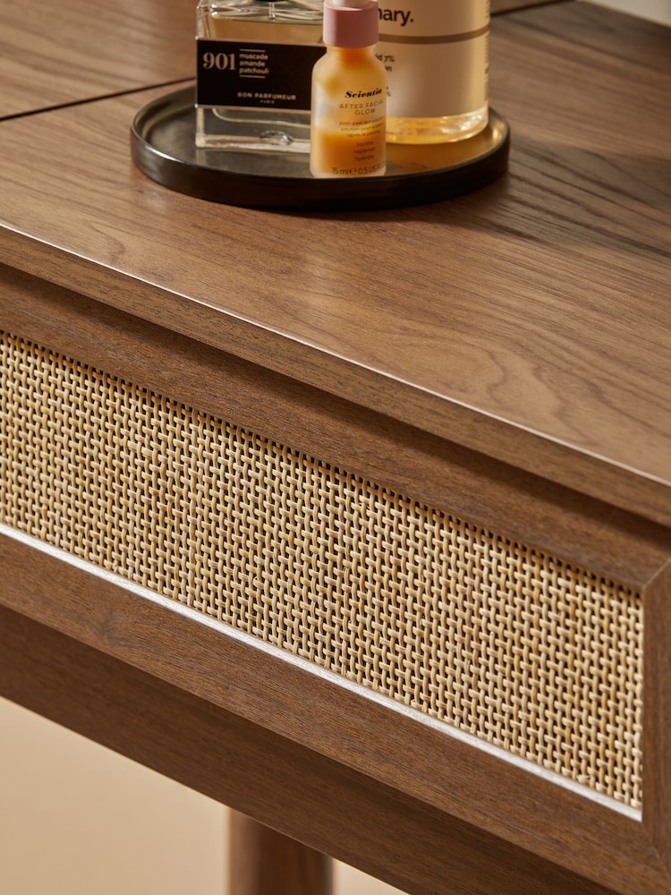 MADE.COM Dark Oak Effect Pavia Rattan Console Dressing Table - Image 4 of 6