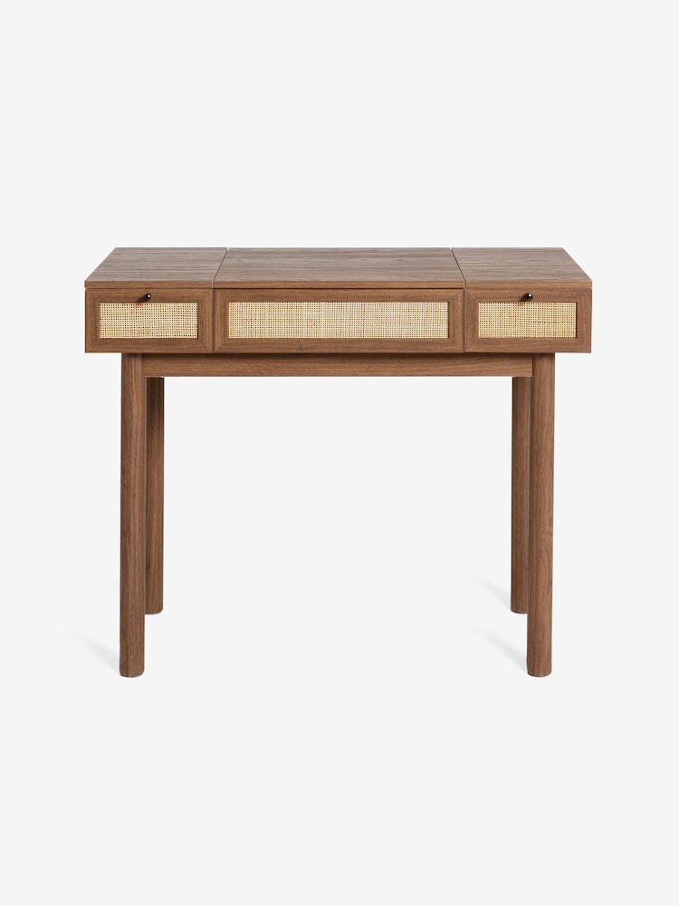 MADE.COM Dark Oak Effect Pavia Rattan Console Dressing Table - Image 5 of 6