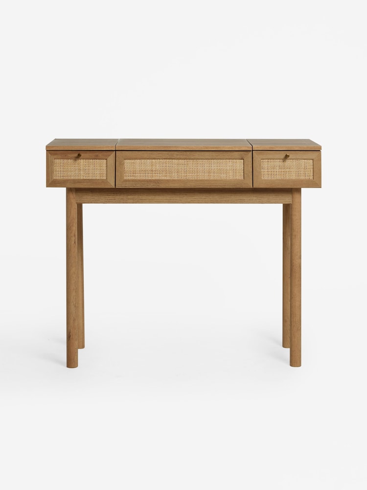 MADE.COM Oak Effect Pavia Rattan Console Dressing Table - Image 4 of 4