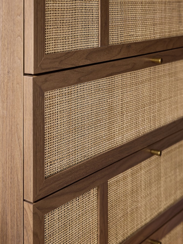 MADE.COM Dark Oak Effect Pavia Accent Rattan Chest of Drawers - Image 2 of 5