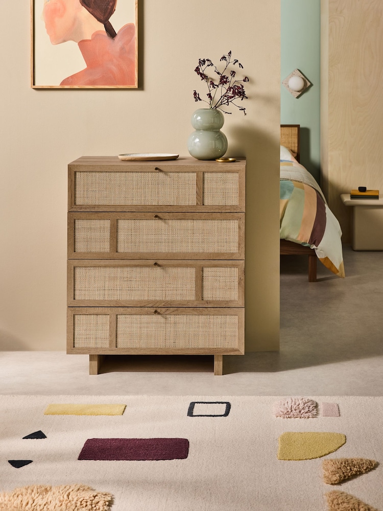 MADE.COM Oak Effect Pavia Accent Rattan Chest of Drawers - Image 1 of 6