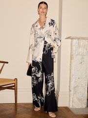 Navy Floral Soft Relaxed Trousers - Image 1 of 8