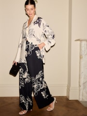 Navy Floral Soft Relaxed Trousers - Image 2 of 8