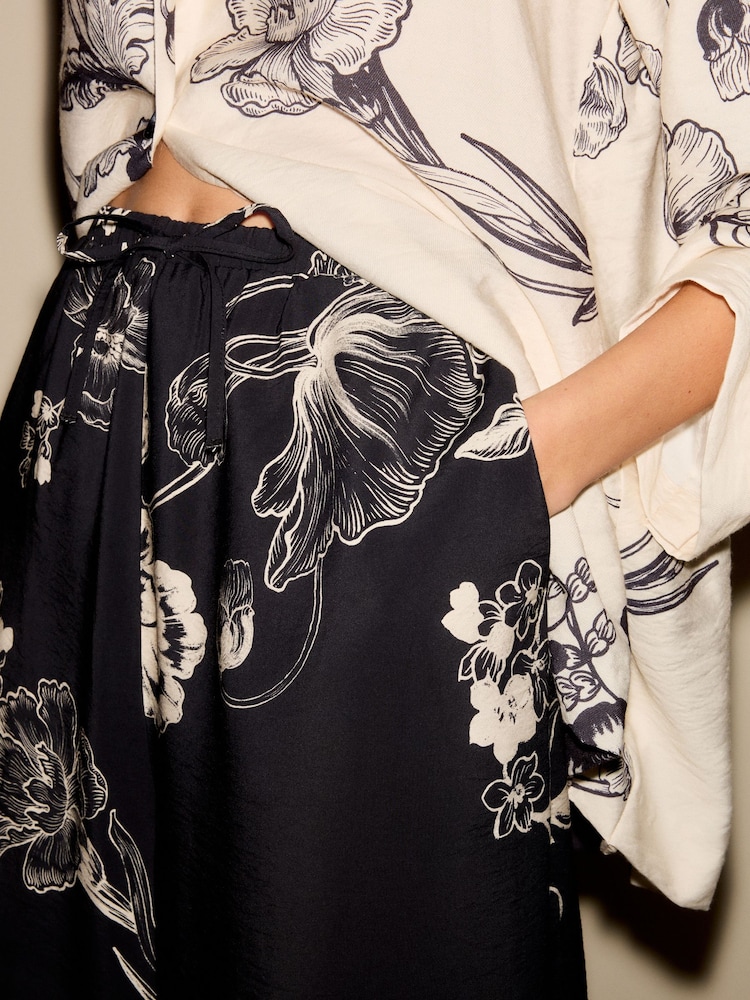 Navy Floral Soft Relaxed Trousers - Image 5 of 8