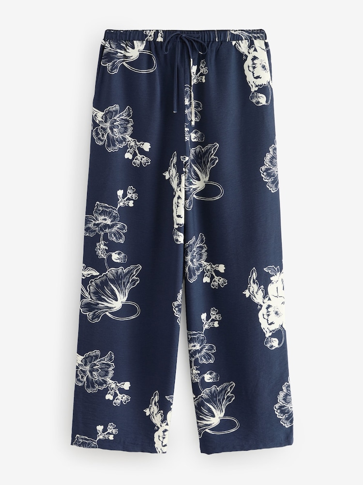 Navy Floral Soft Relaxed Trousers - Image 6 of 8