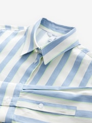 Blue Stripe Relaxed Fit Soft Touch Classic Long Sleeve 100% Cotton Shirt - Image 7 of 8