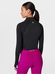 Sweaty Betty Black Black Athlete Crop Seamless Workout Zip-Up Sweatshirt - Image 2 of 8