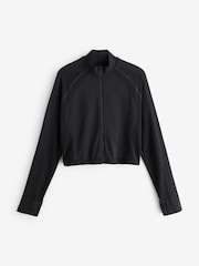 Sweaty Betty Black Black Athlete Crop Seamless Workout Zip-Up Sweatshirt - Image 8 of 8