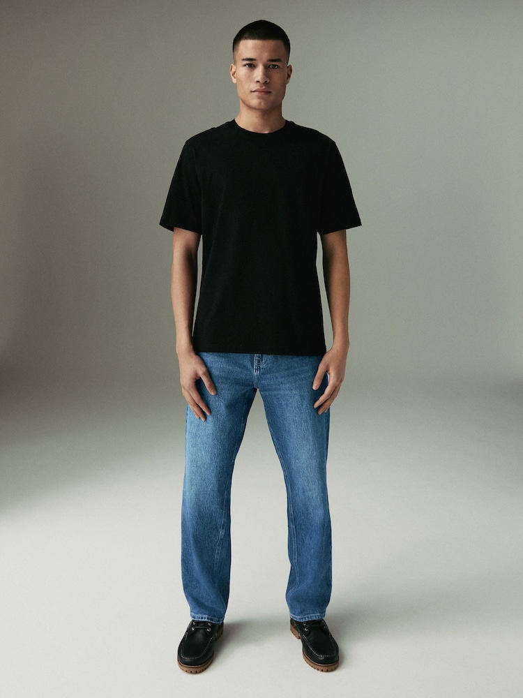 Mittelblau - Gerade Passform - Denim-Jeans mit Vintage-Waschung - Bild 2 von 12