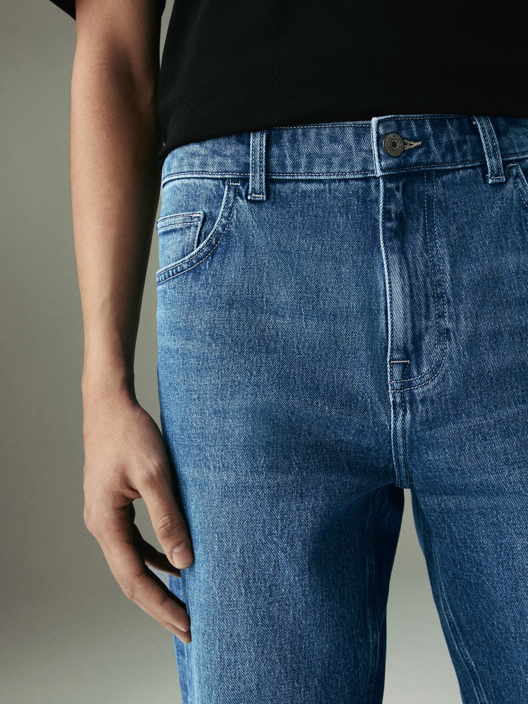 Buy Blue Mid Tint Straight Fit Vintage Wash Denim Jeans from Next
