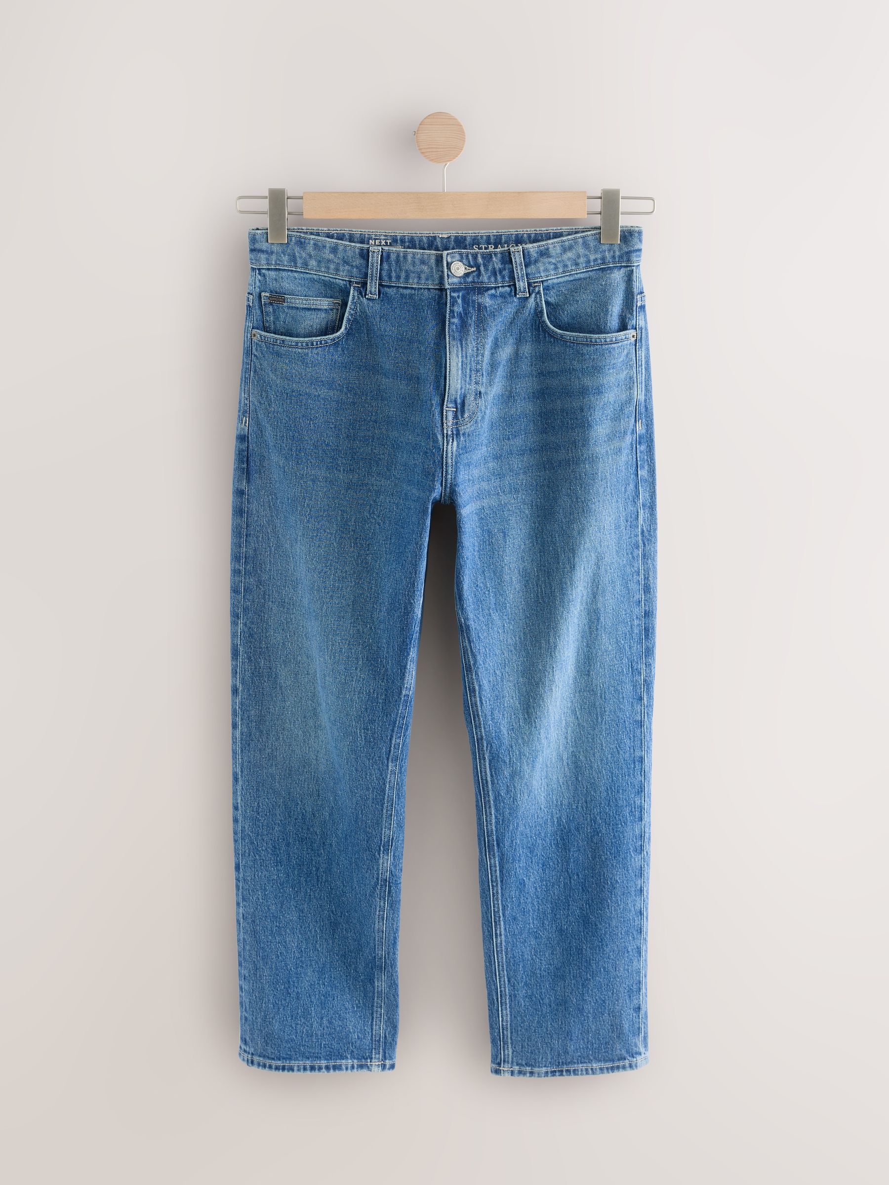 Buy Blue Mid Tint Straight Fit Vintage Wash Denim Jeans from Next USA