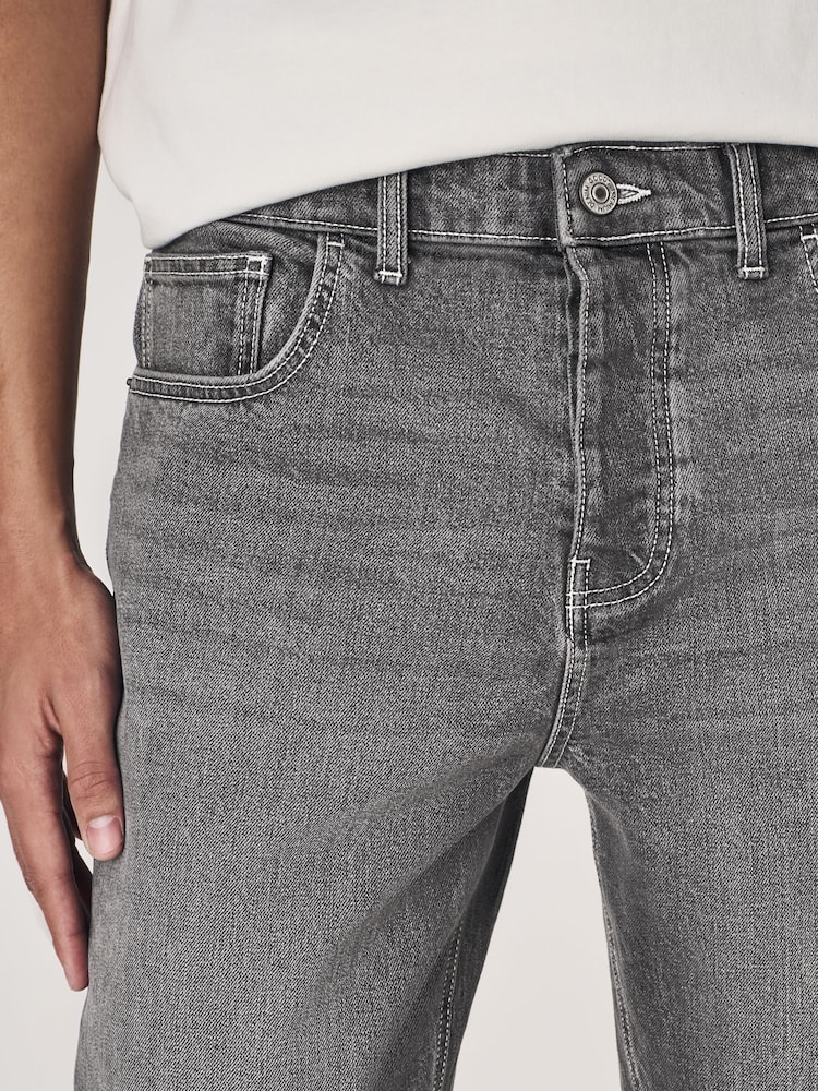Grey Straight Fit Vintage Wash Denim Jeans - Image 5 of 12
