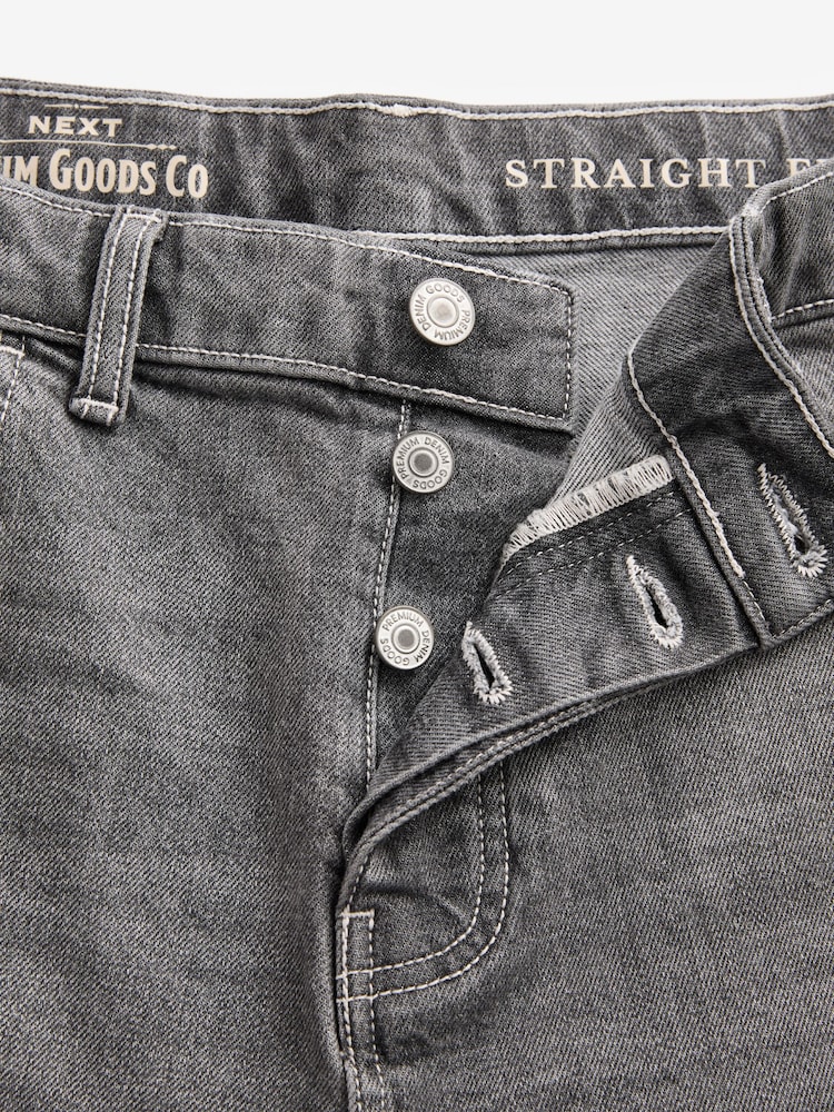 Grey Straight Fit Vintage Wash Denim Jeans - Image 9 of 12