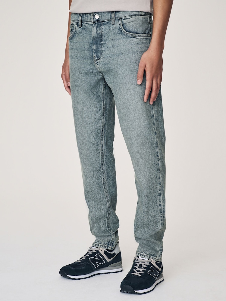 Blue Light Tint Slim Fit Vintage Wash Denim Jeans - Image 1 of 13