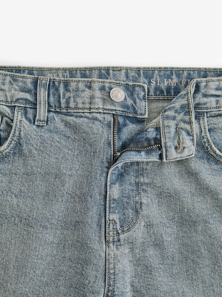 Blue Light Tint Slim Fit Vintage Wash Denim Jeans - Image 11 of 13