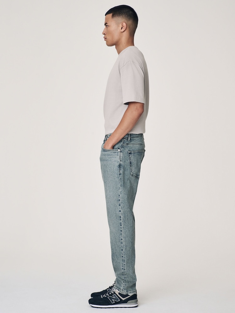 Blue Light Tint Slim Fit Vintage Wash Denim Jeans - Image 2 of 13