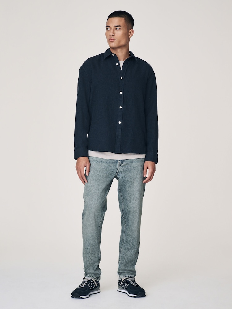Blue Light Tint Slim Fit Vintage Wash Denim Jeans - Image 3 of 13