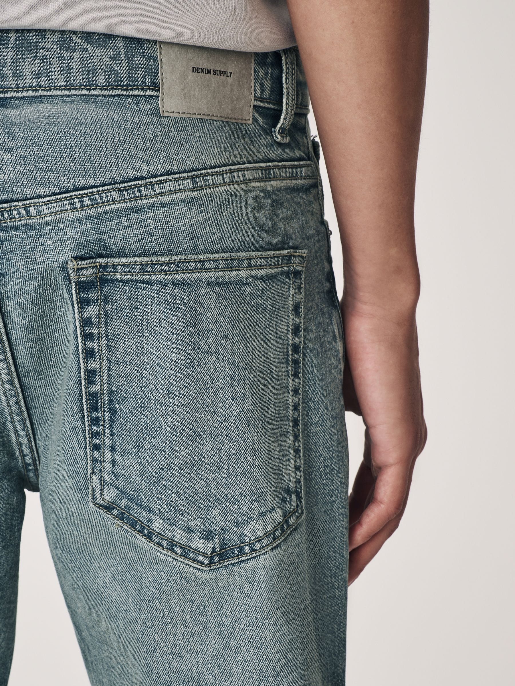 Buy Blue Light Tint Slim Fit Vintage Wash Denim Jeans from