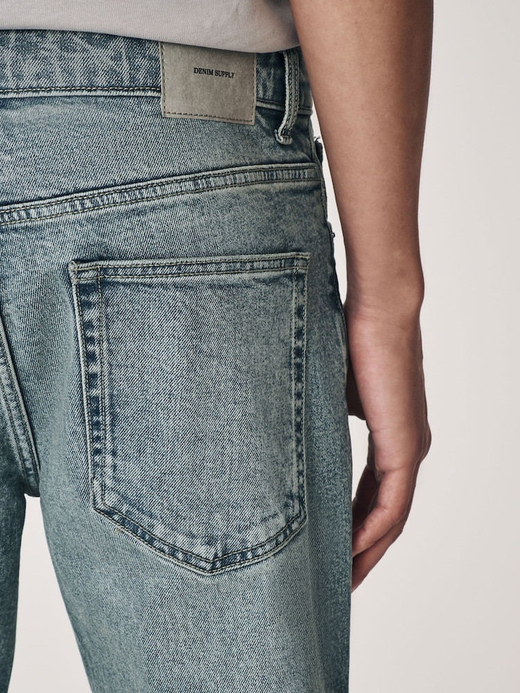Blue Light Tint Slim Fit Vintage Wash Denim Jeans - Image 7 of 13