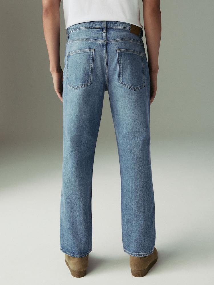 Blue Light Straight Fit Vintage Wash Denim Jeans - Image 3 of 7