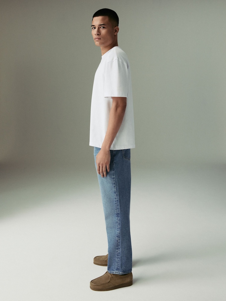 Blue Light Straight Fit Vintage Wash Denim Jeans - Image 4 of 7