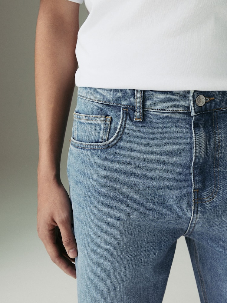 Blue Light Straight Fit Vintage Wash Denim Jeans - Image 5 of 7