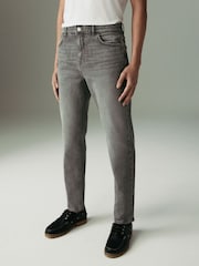 Grey Light Vintage Regular Tapered Fit Vintage Wash Denim Jeans - Image 1 of 9