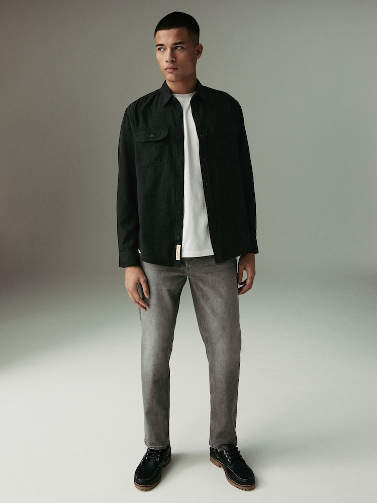 Grey Light Vintage Regular Tapered Fit Vintage Wash Denim Jeans - Image 2 of 9