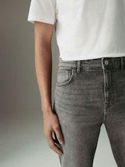 Grey Light Vintage Regular Tapered Fit Vintage Wash Denim Jeans - Image 5 of 9