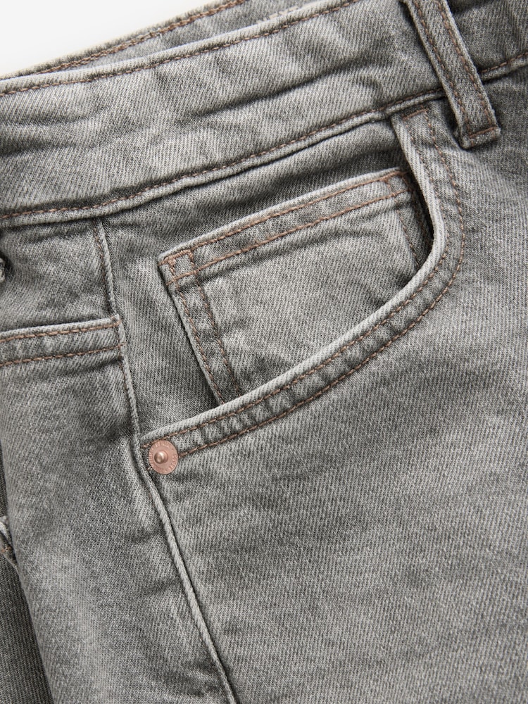 Grey Light Vintage Regular Tapered Fit Vintage Wash Denim Jeans - Image 9 of 9