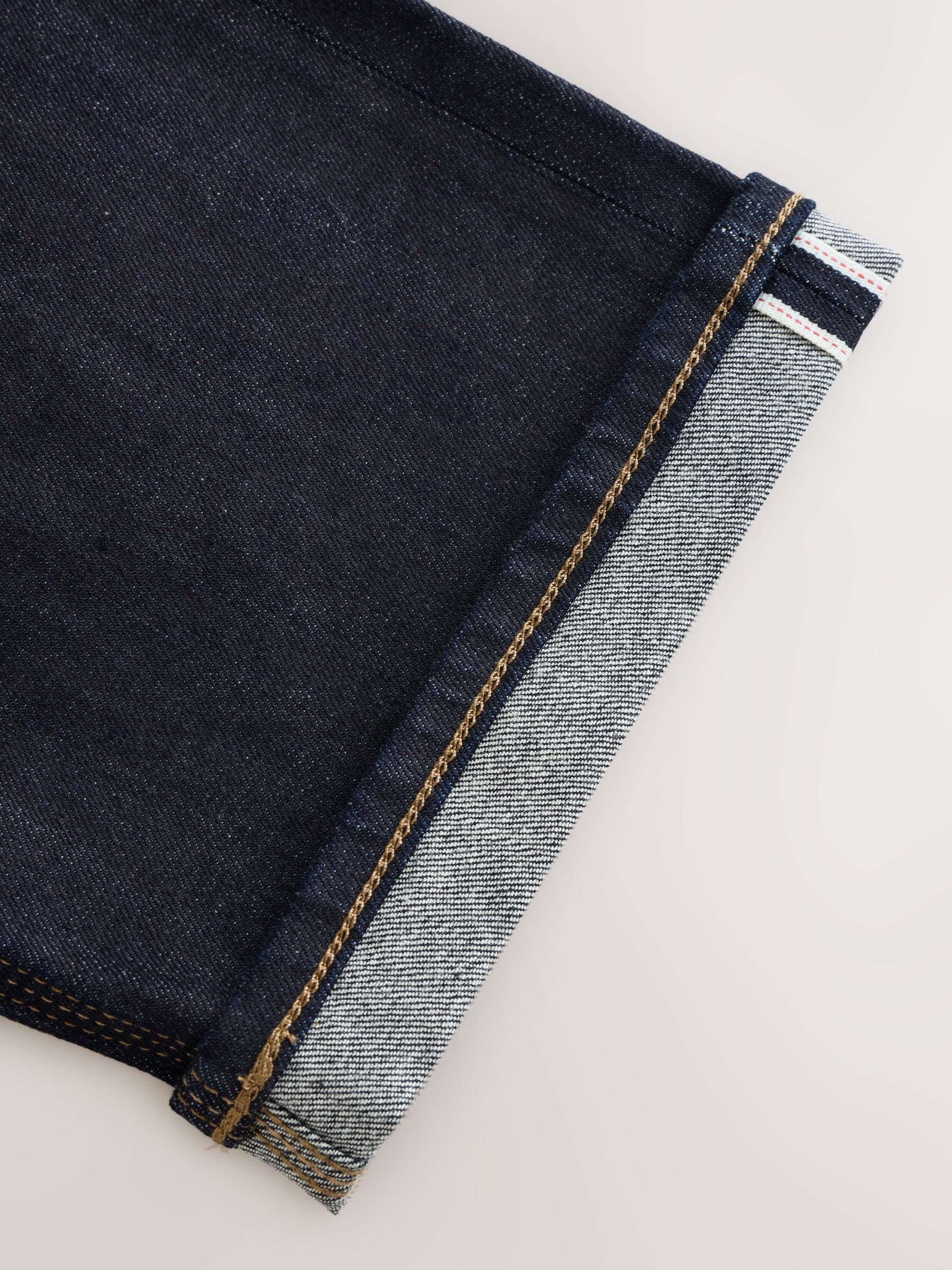 Buy Blue Indigo Rinse Straight Fit Signature Selvedge Denim Jeans