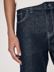 Dark Indigo Rinse Straight Fit Vintage Wash Denim Jeans - Image 6 of 13