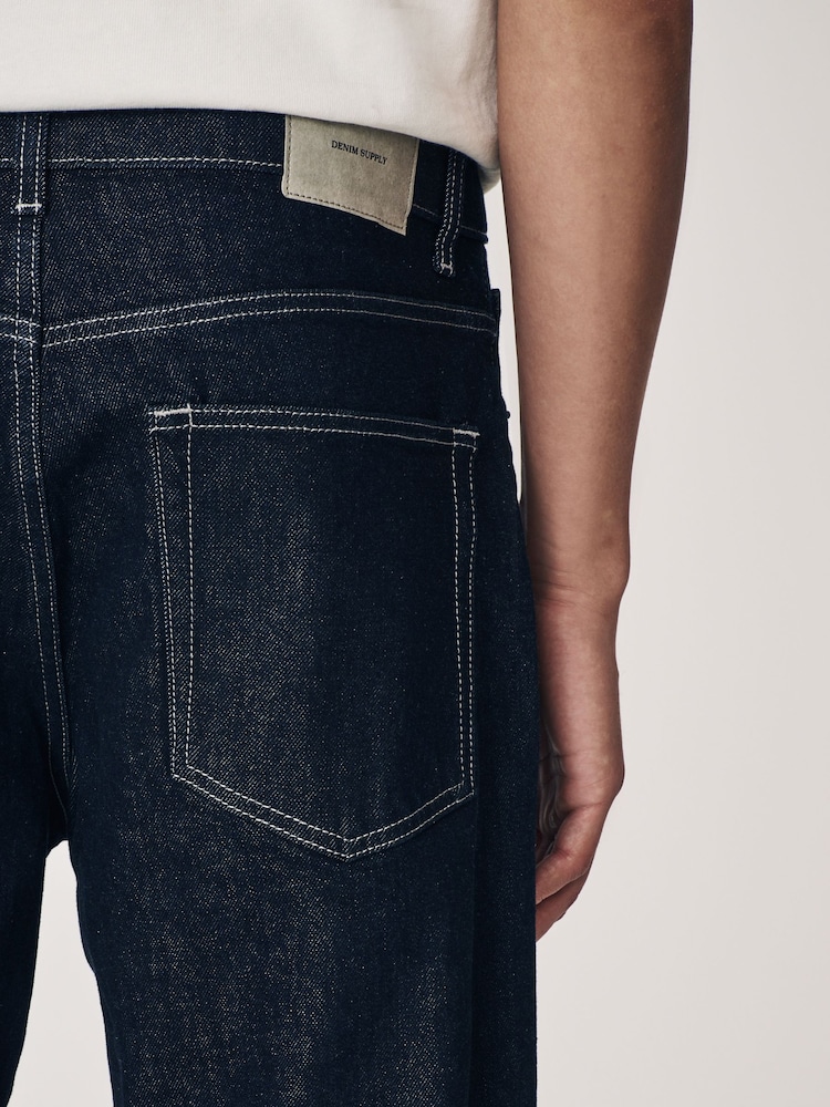 Dark Indigo Rinse Straight Fit Vintage Wash Denim Jeans - Image 7 of 13