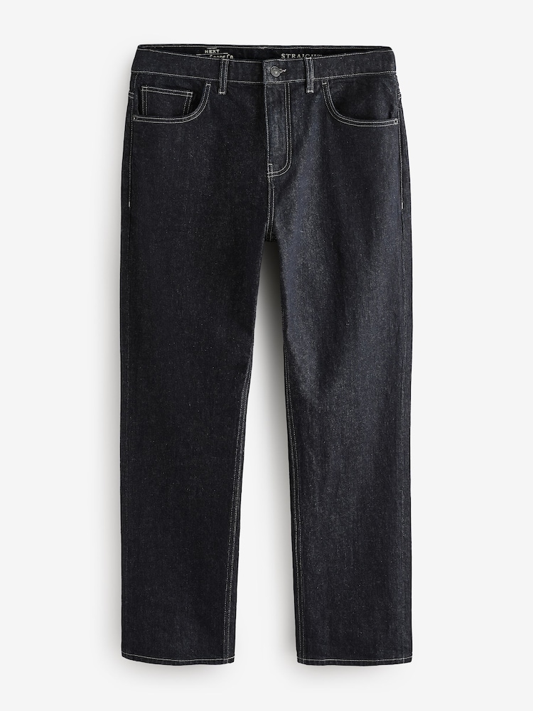 Dark Indigo Rinse Straight Fit Vintage Wash Denim Jeans - Image 8 of 13
