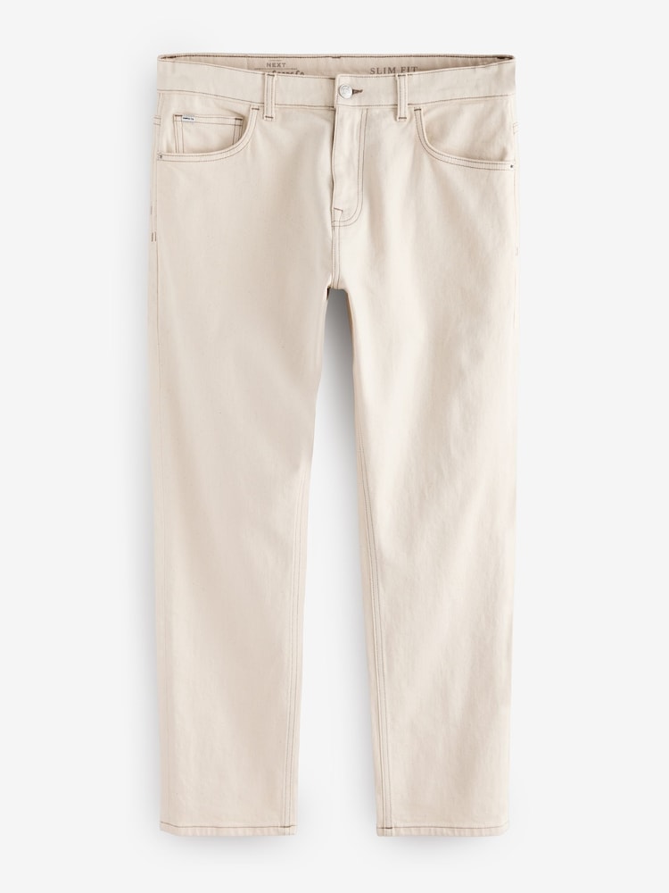Бежевый/белый - Зауженный крой - Vintage Wash Denim Jeans - Image 1 of 5
