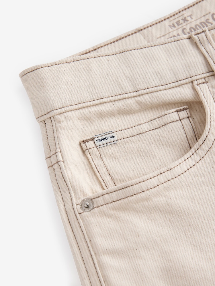 Ecru White Slim Fit Vintage Wash Denim Jeans - Image 10 of 12
