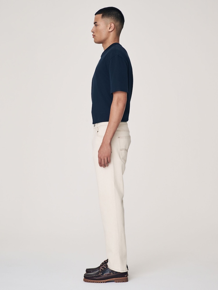 Ecru White Slim Fit Vintage Wash Denim Jeans - Image 4 of 12