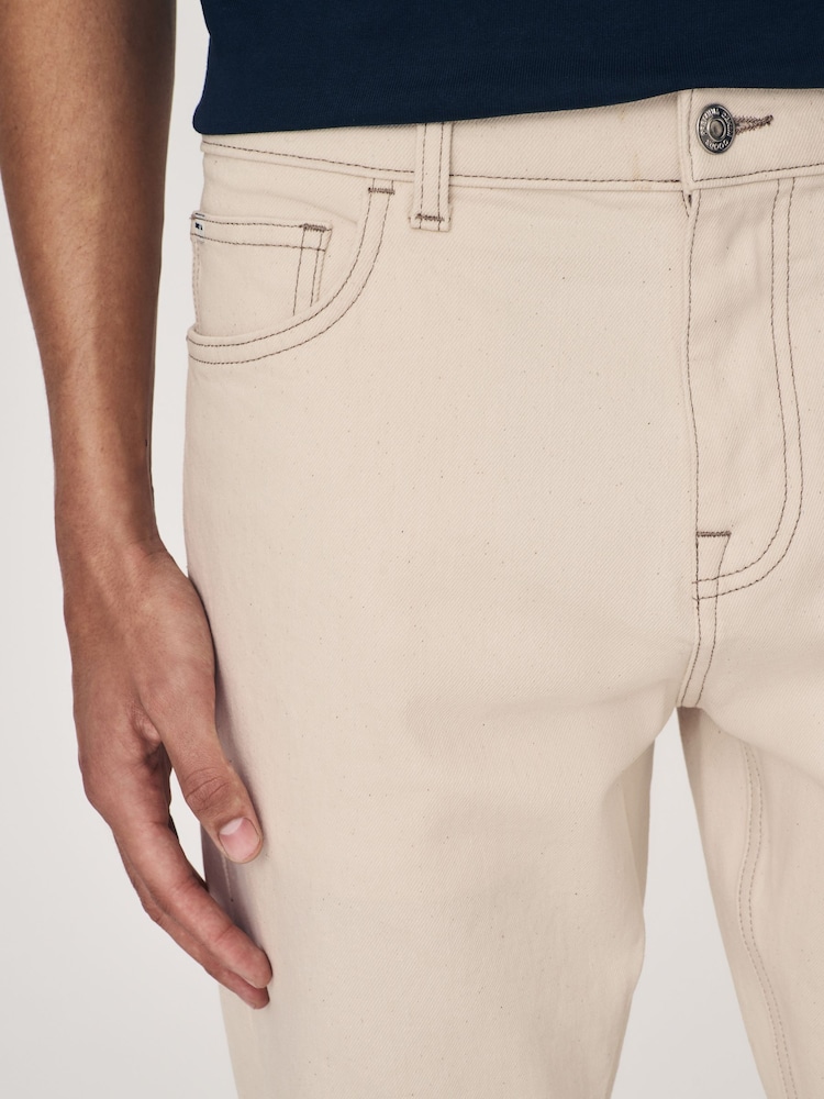 Ecru White Slim Fit Vintage Wash Denim Jeans - Image 6 of 12