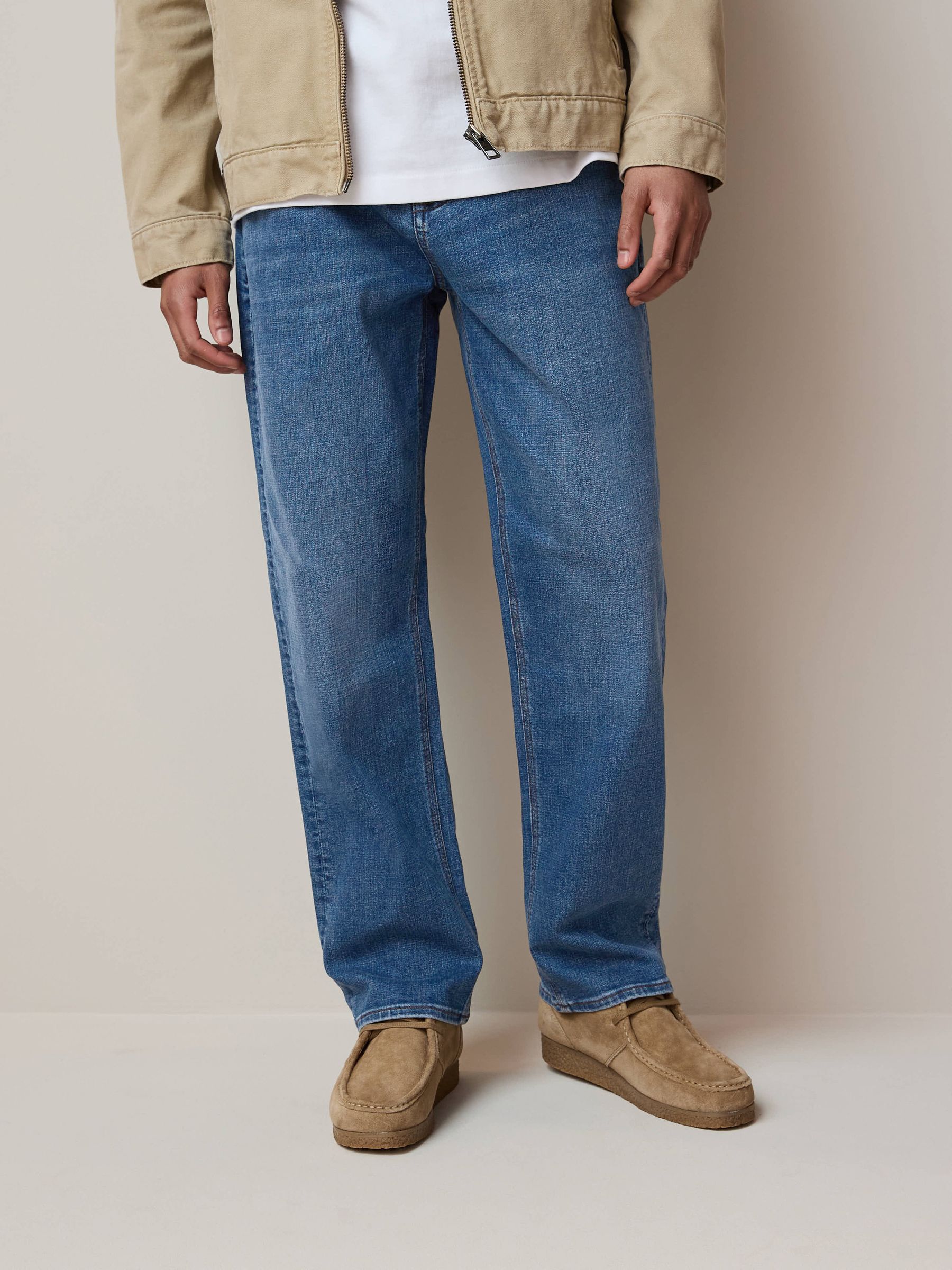 Straight-cut blue jeans with A NEW ERA OF ME print