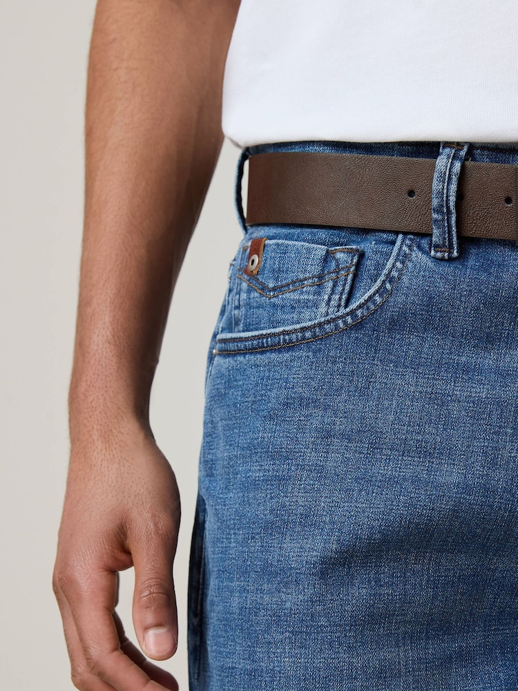 Light Blue Straight Fit Signature Belted Jeans - Image 4 of 10
