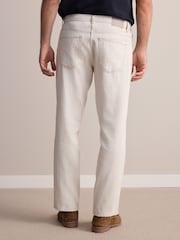 Ecru White Regular Tapered Fit Signature Lightweight Cotton Linen Jeans - Image 2 of 9