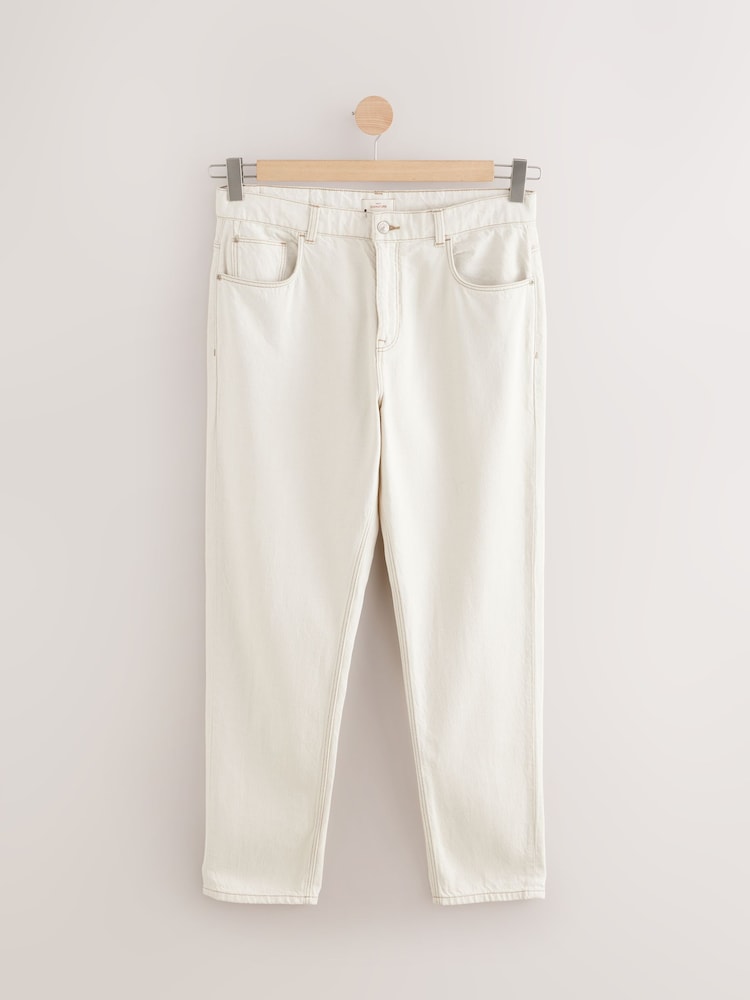 Ecru White Regular Tapered Fit Signature Lightweight Cotton Linen Jeans - Image 5 of 9