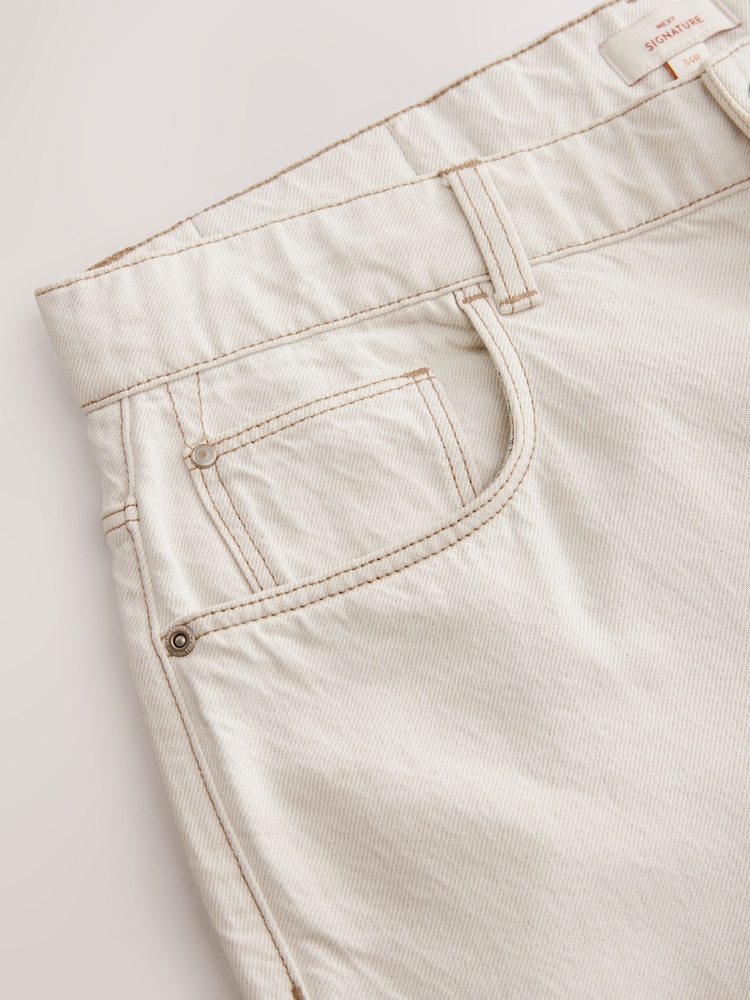 Ecru White Regular Tapered Fit Signature Lightweight Cotton Linen Jeans - Image 6 of 9