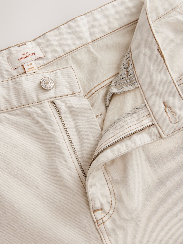 Ecru White Regular Tapered Fit Signature Lightweight Cotton Linen Jeans - Image 7 of 9