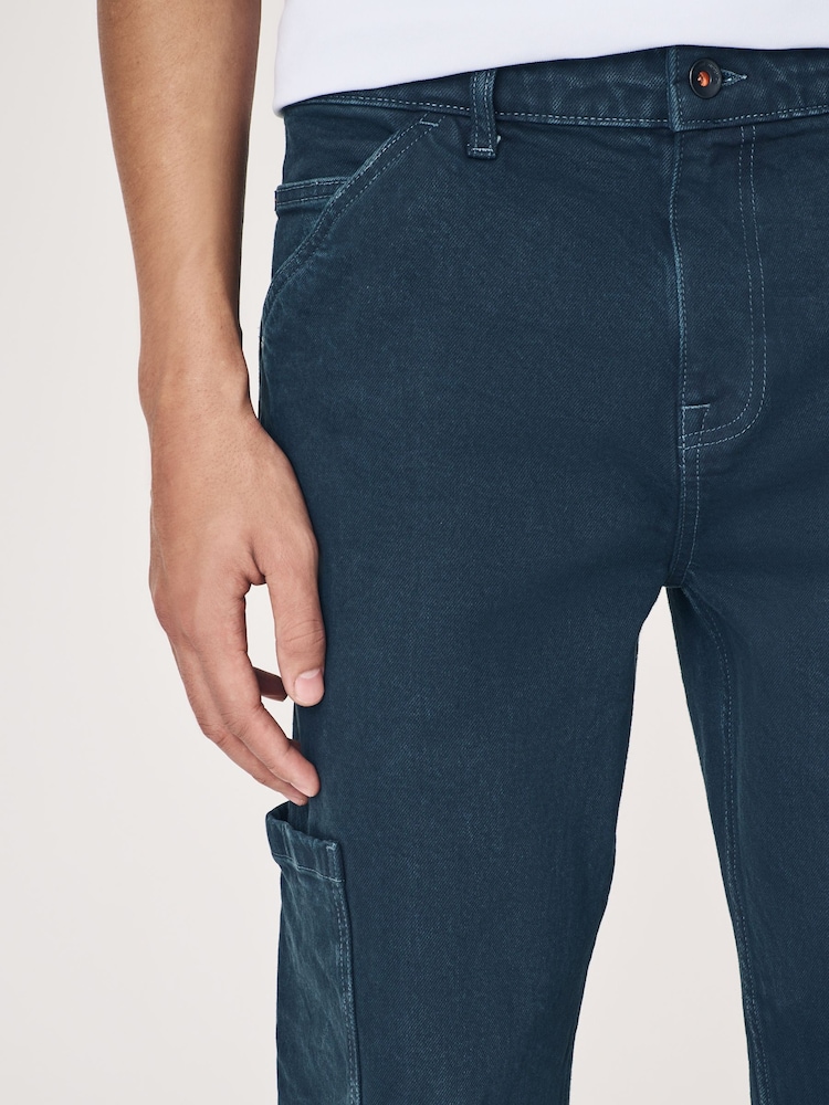 Dark Blue Denim Cargo Jeans - Image 5 of 13