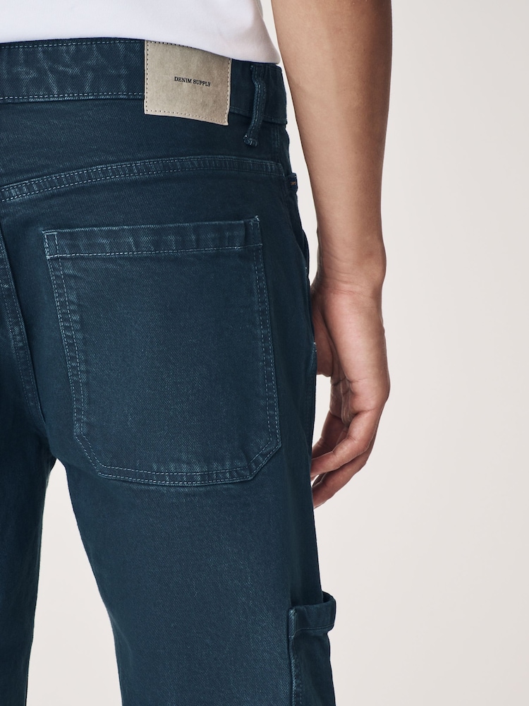 Dark Blue Denim Cargo Jeans - Image 6 of 13