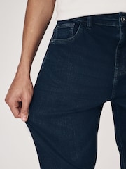 Blue Dark Ink Regular Tapered Fit Vintage Wash Denim Jeans - Image 6 of 13