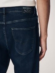 Blue Dark Ink Regular Tapered Fit Vintage Wash Denim Jeans - Image 8 of 13